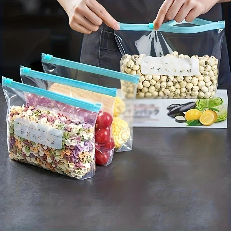 Reusable Food Storage Bags with Zipper Leak-Proof Airtight Kitchen Organizer