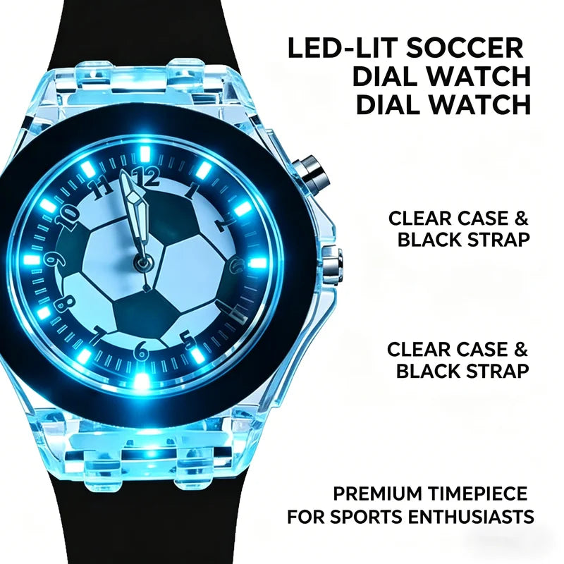 LED Sports Wrist Watch for Kids - Waterproof Soccer Watch with Silicone Band