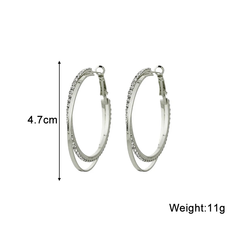 Women's Hoop Earrings Rhinestone Twisted Circle Large Loop Jewelry - Exaggerated Round Punk Hiphop Style