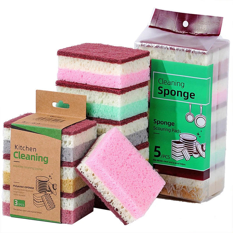 High Density Sponge Cleaning Cloth for Dishwashing and Kitchen Use – Non-Greasy, Multi-Color
