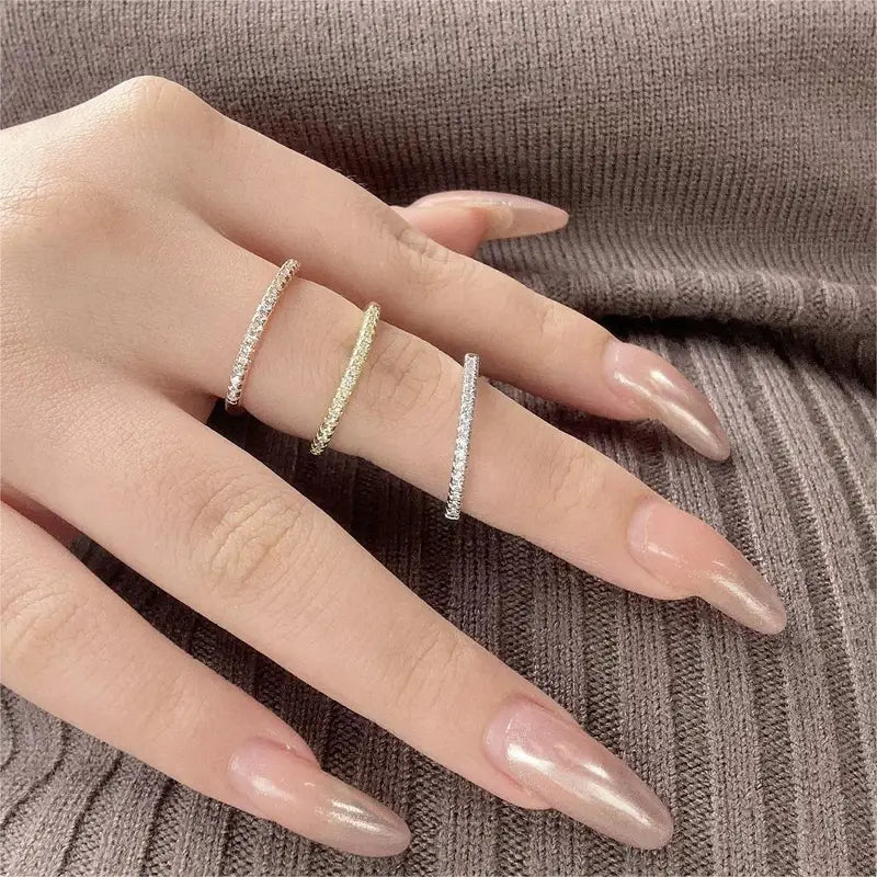 Minimalist Engagement Rings for Women Dainty Micro Pave Cubic Zirconia Jewelry