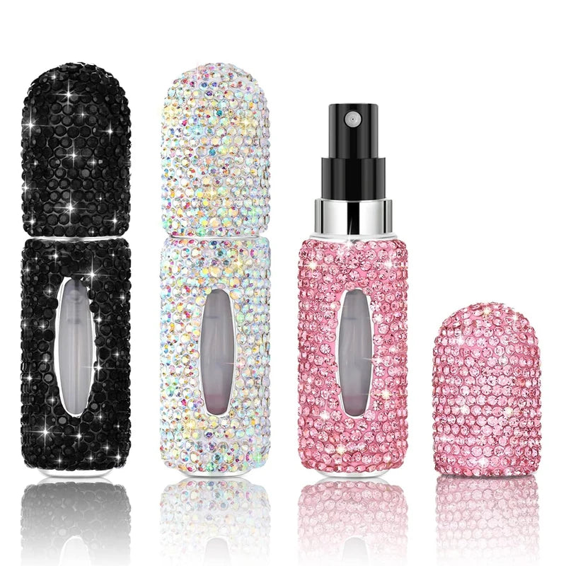 Refillable Travel Perfume Spray Bottle 5ml Rhinestone Portable Dispenser Gift