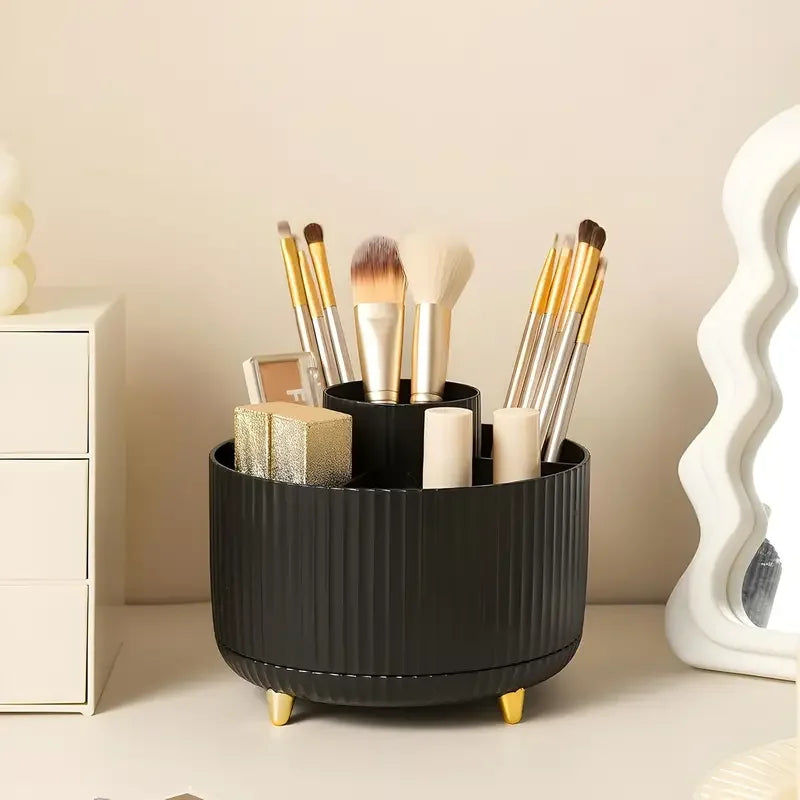 Rotating 5 Slot Makeup Brush Organizer Holder - Multi-Functional Vanity Storage