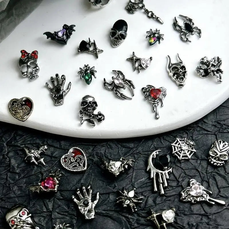 Dark Style Alloy Nail Art Charms Mixed Designs for DIY Manicure