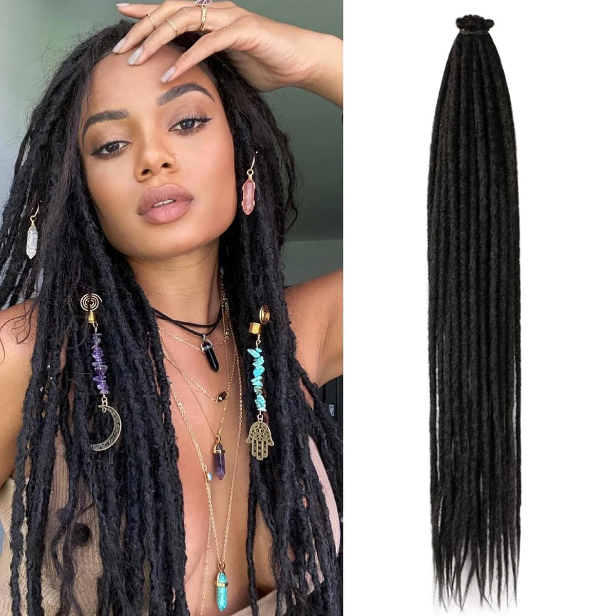 24 Inch Synthetic Dreadlock Extensions - Hippie Ombre Locs Crochet Hair