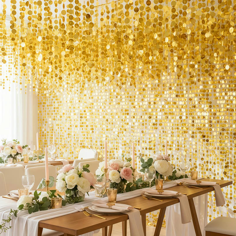 Shimmer Golden Sequin Curtain Backdrop for Weddings Parties Holiday Decor