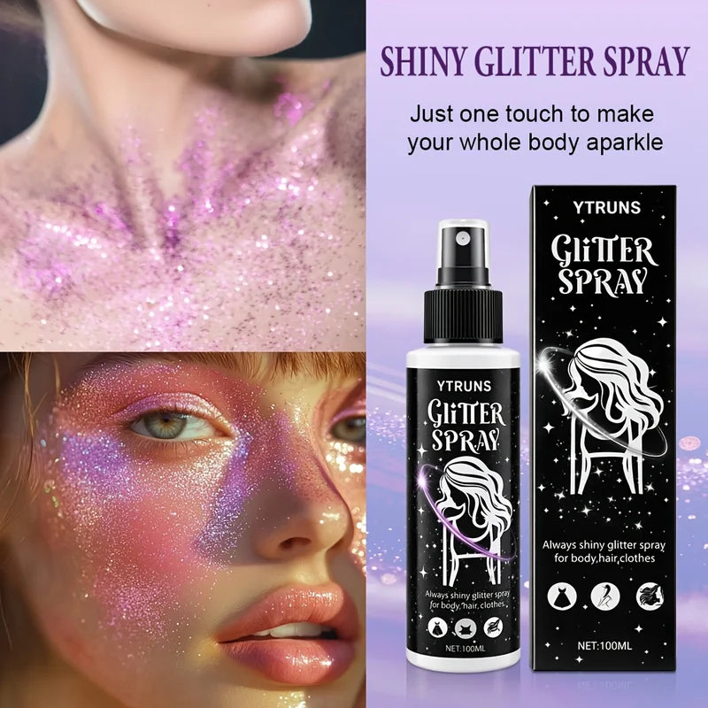 Body Glitter Spray for Hair Face & Body - Shimmer Highlighter Mist | Festival & Party Makeup