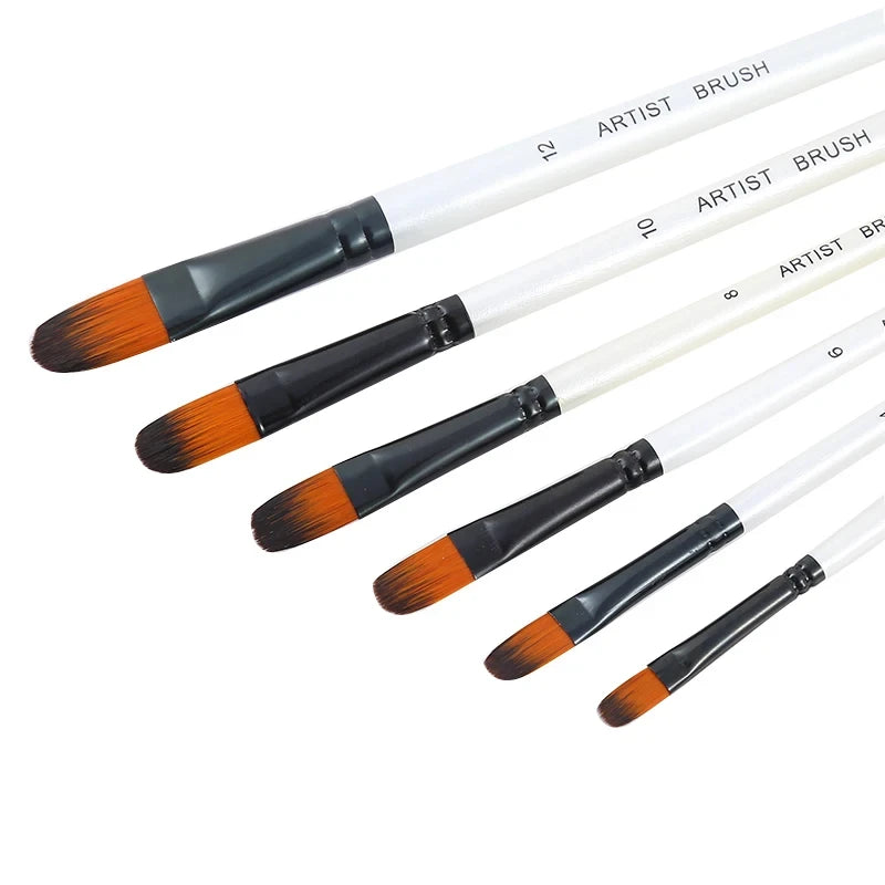 Paint Brushes Set - Round Flat Angle Filbert Watercolor Oil Gouache Art Supplies