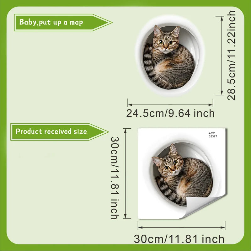 Funny Cat Toilet Sticker Wall Decal - Bathroom WC Accessories