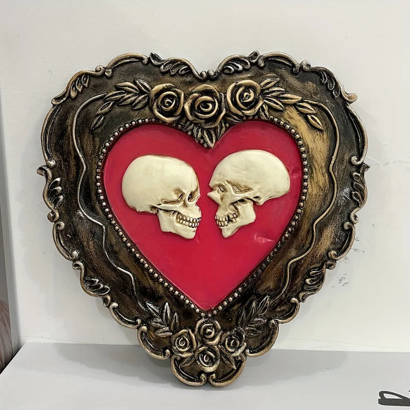 Skull Heart Love Statue for Wedding Halloween Home Decor - Party Decoration