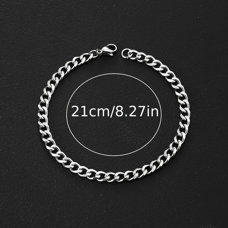 7-Piece Stainless Steel Bracelet Set for Men, 8.27 Inch Daily Wear Gift
