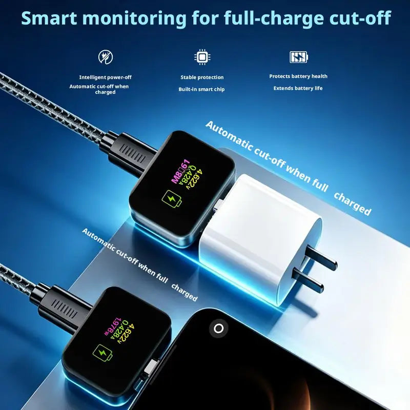 Smart Auto Power-Off Phone Charger 140W Fast Charging Adapter Digital Display
