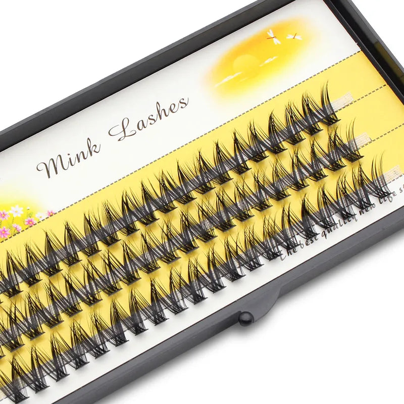 False Eyelash Extensions V Shape Fish Tail Natural Faux Lashes - Multiple Sizes & Curl Options