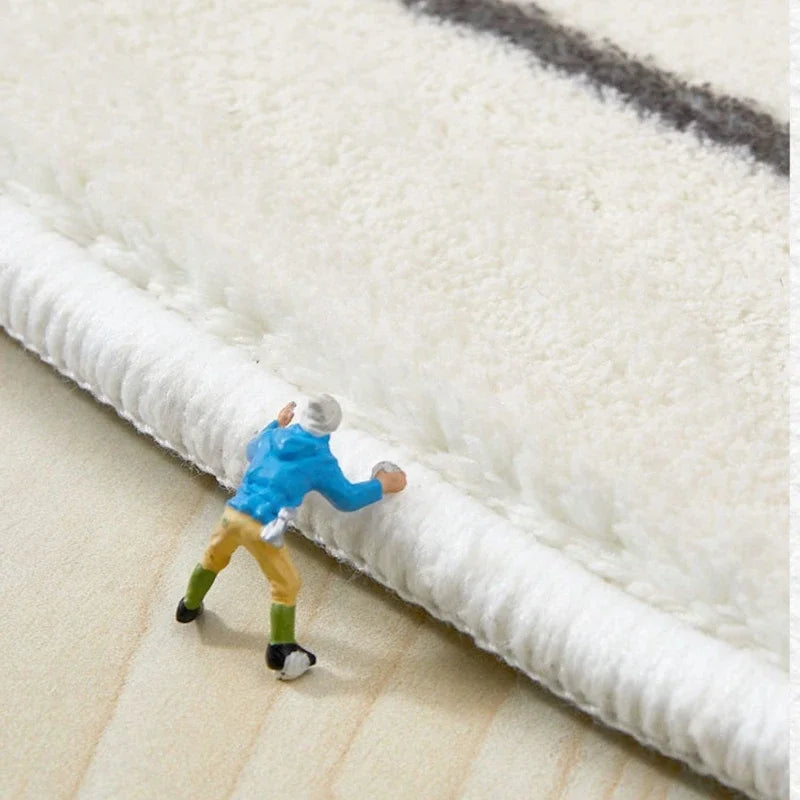 Large Plush Round Log Rug - Wabi-Sabi Style Fluffy Carpet for Living Room & Bedroom