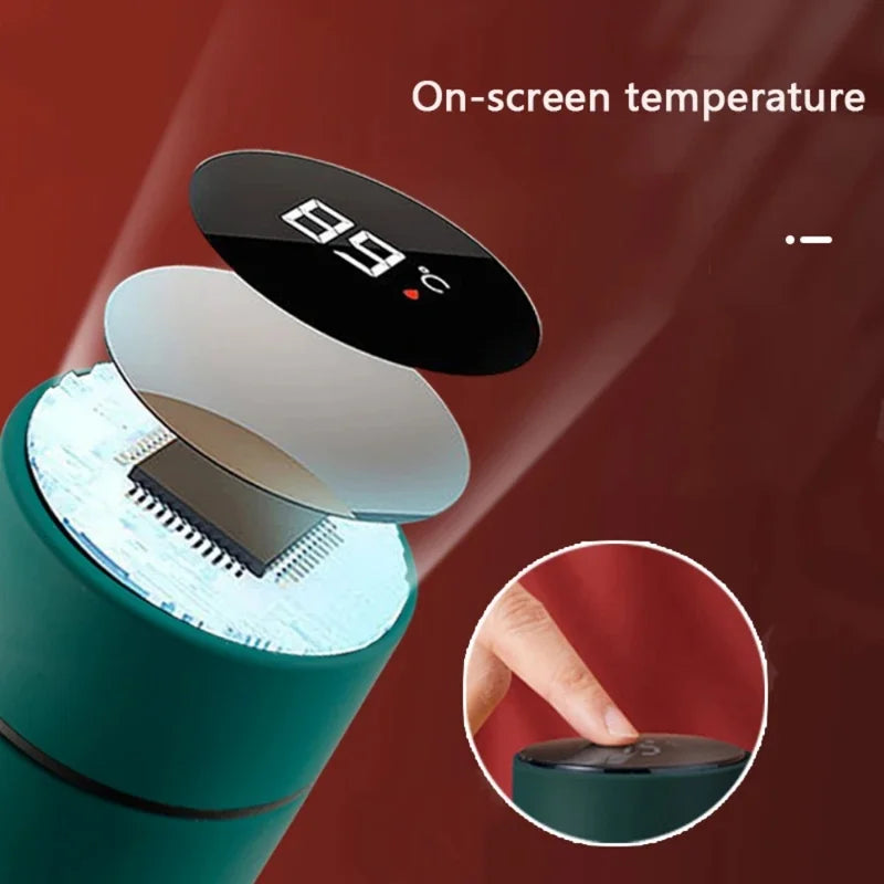 Chinese Style Insulated Water Bottle with Temperature Display - Retro Stainless Steel Flask for Hot & Cold Drinks