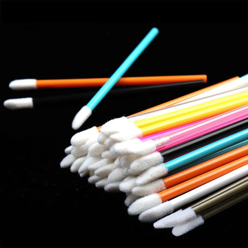 Disposable Lip Brush Set - 50 Nylon Lip Gloss & Lipstick Applicators with Colored Handles