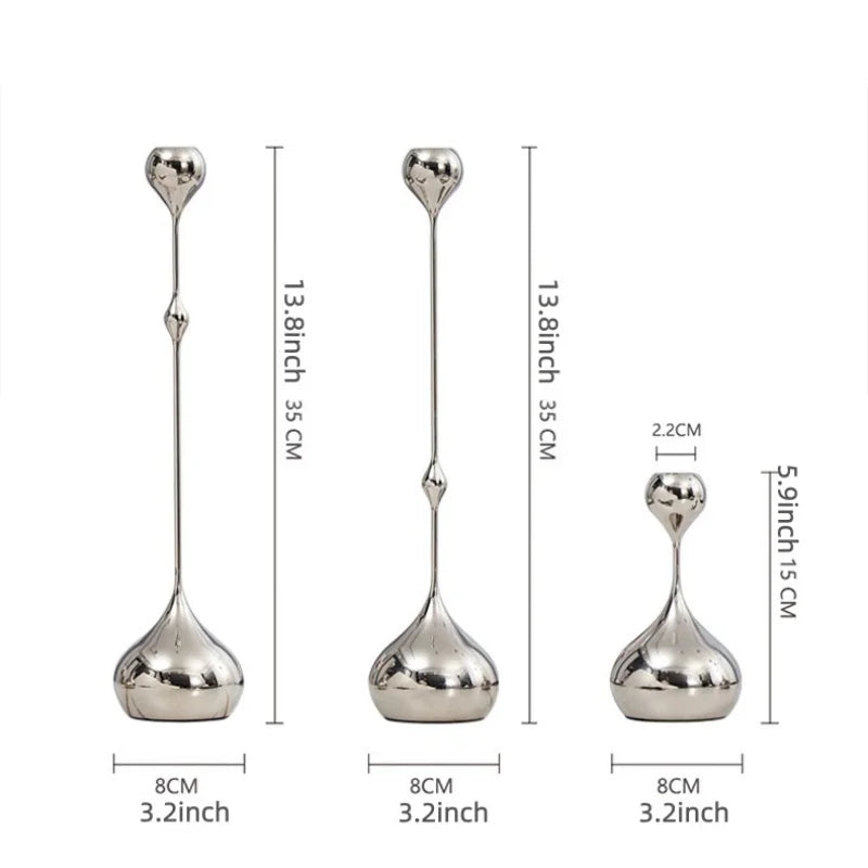 Metal Candle Holder Romantic Table Decor for Home & Wedding - Silver, Gold, White, Blue Variants