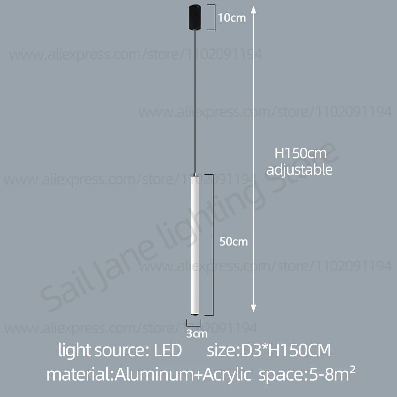 Modern Minimalist LED Pendant Light for Living Room & Bedroom - Chrome Finish