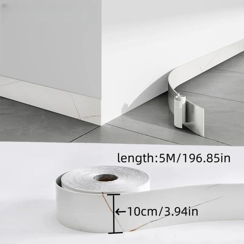 Self-Adhesive PVC Marble Baseboard Sticker Waterproof Skirting Protector for Corners & Windowsills