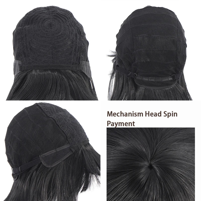 Short Straight Bob Wig for Women Synthetic Hair with Fringe - High Temp Silk Style