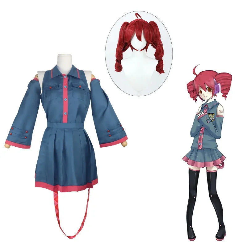 Anime Mikuu Kasane Teto Cosplay Costume Dress for Women & Men Halloween Accessory