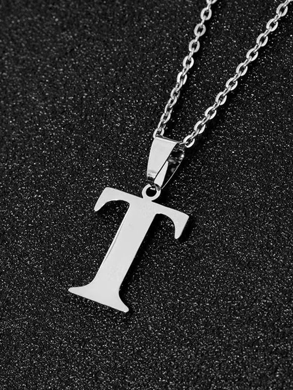 Stainless Steel Alphabet Necklace Initial Pendant for Men Women Jewelry Gift