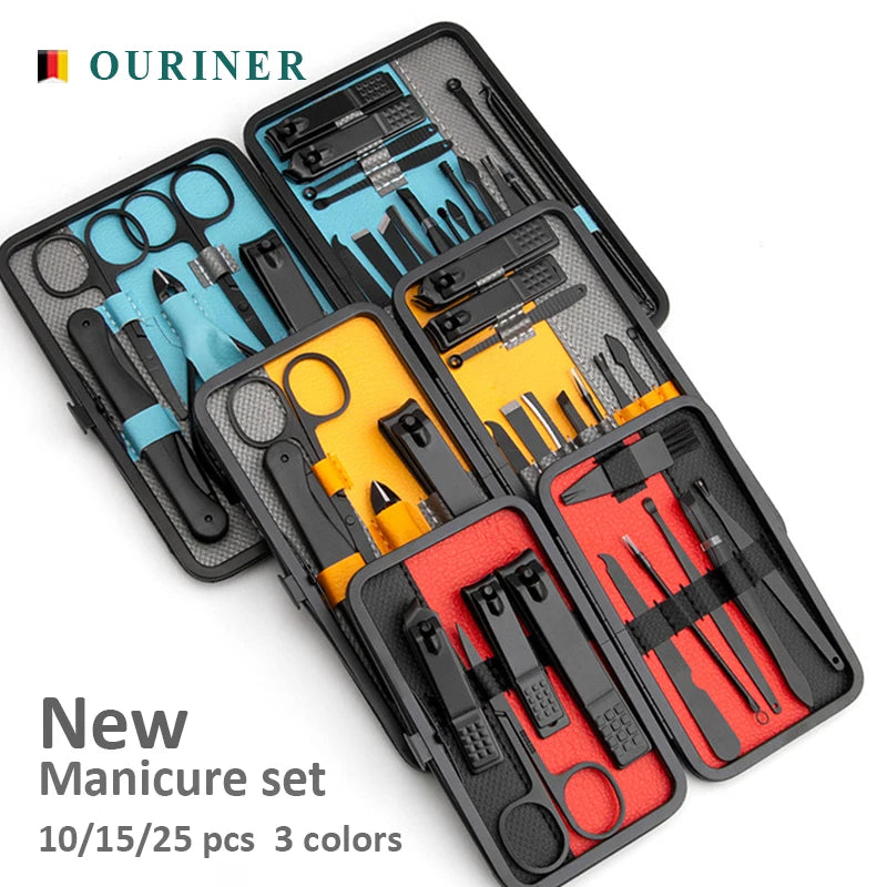 Professional Manicure & Pedicure Set 10/15/25 pcs Nail Clipper Kit with Portable Case