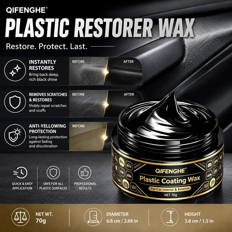 Car Wax Restorer for Scratches & Fading - Black Trim Protection 70g