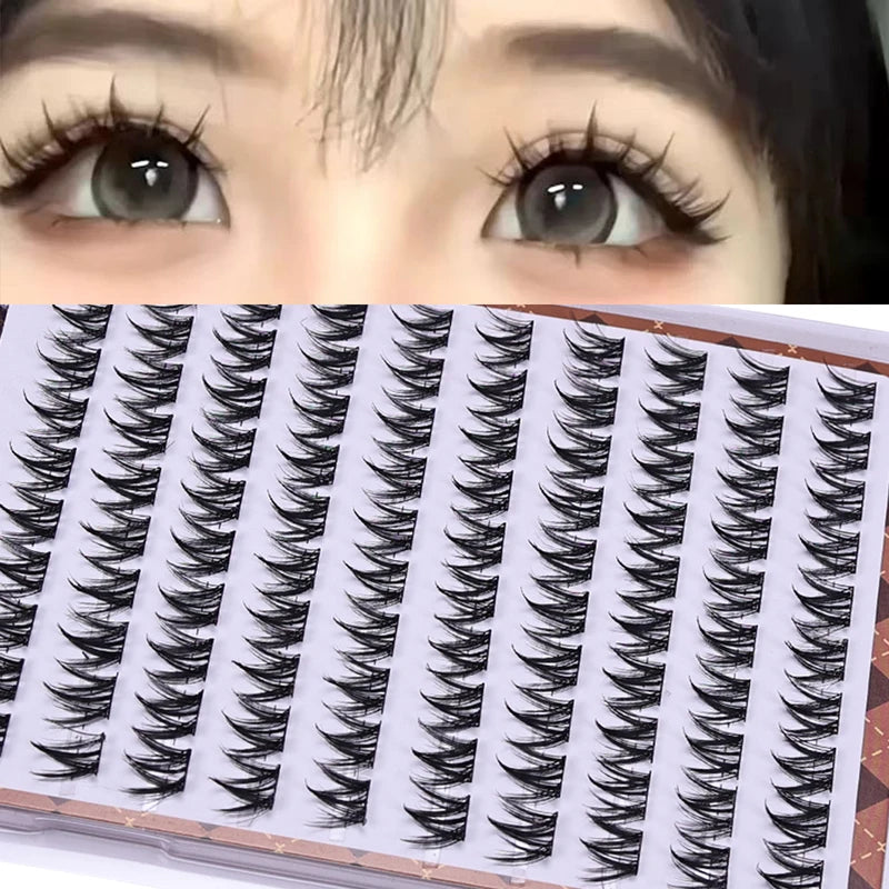 DIY Self-Adhesive Cluster False Eyelashes 10 Rows/Box, Natural Look, Glue-Free