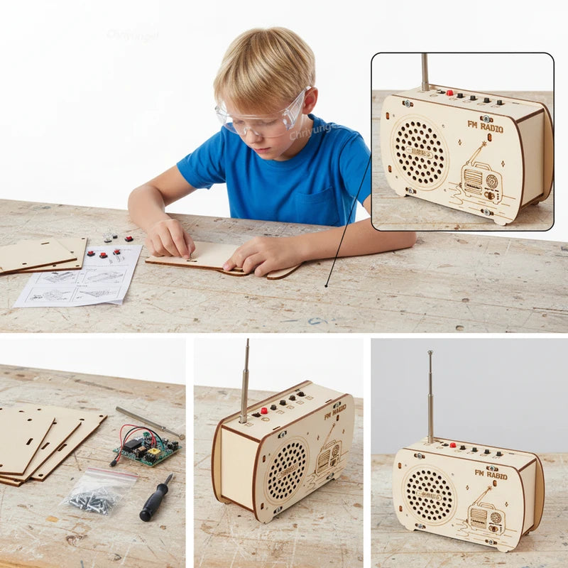 DIY Wooden Radio Kit Educational STEM Building Toy for Kids & Teens