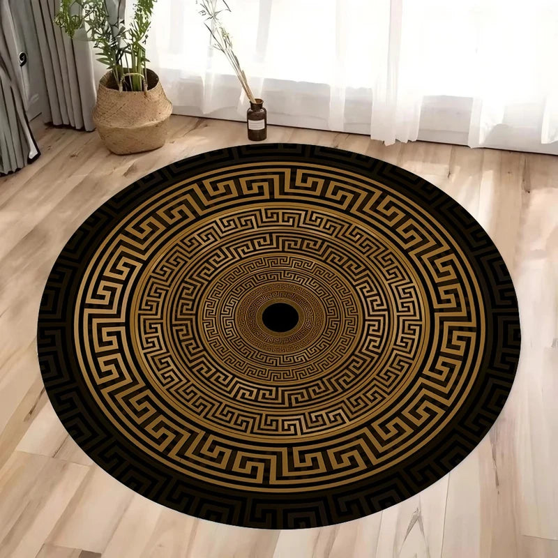 Round Vintage Area Rug for Living Room Bedroom Circular Mat Non Slip Washable