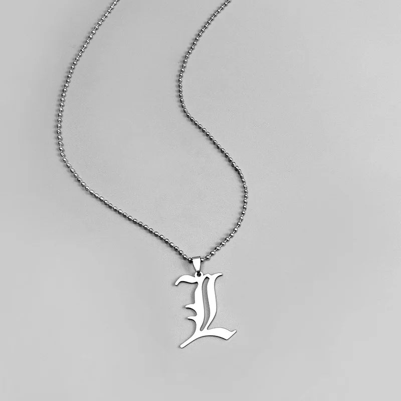 Anime Death Note L Lawliet Necklace Stainless Steel Pendant Beads Chain Jewelry Gift