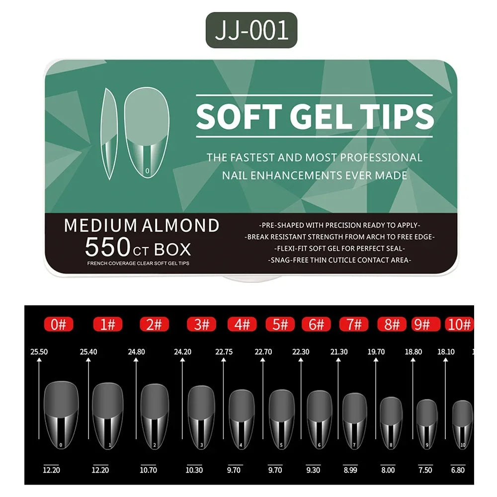 Medium and Short Soft Gel Nail Tips Set - Full Coverage Matte Extensions for Nail Art