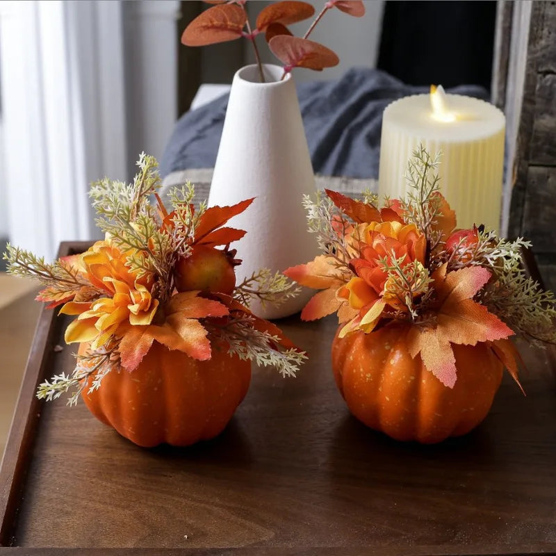Artificial Pumpkin Decor for Fall Halloween Thanksgiving - Chrysanthemum Details