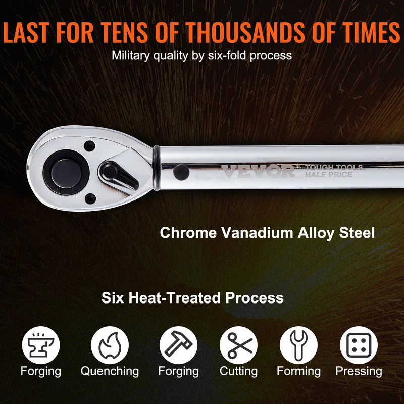 Mechanical Torque Wrench Set 1/4, 3/8, 1/2 Inch Precision Hand Tool