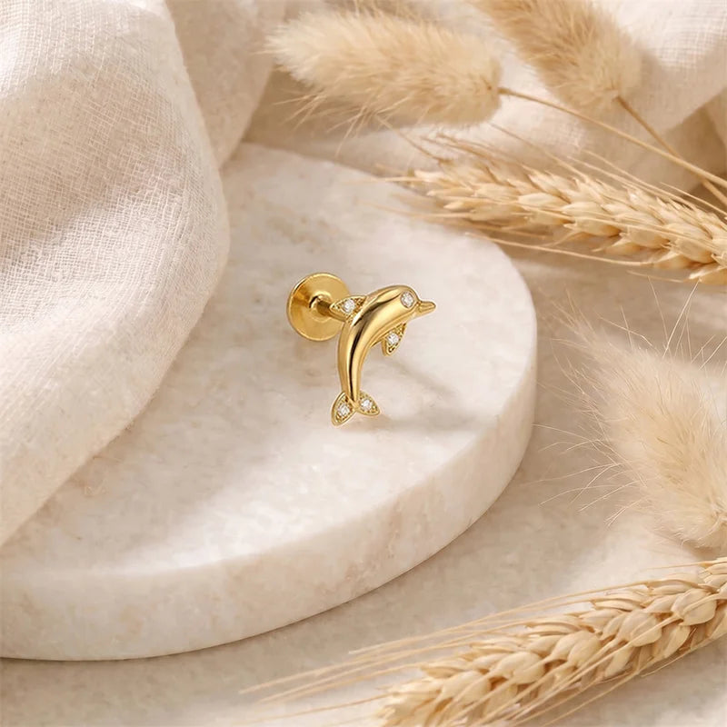 Sterling Silver 18K Gold Plated Ocean Animal Earrings Hypoallergenic Jewelry for Women