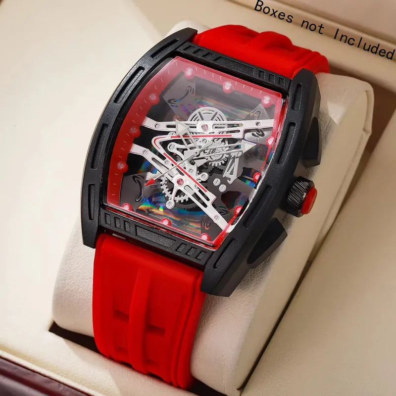 Men's Quartz Sports Watch with Silicone Strap - Large Dial, Casual & Waterproof