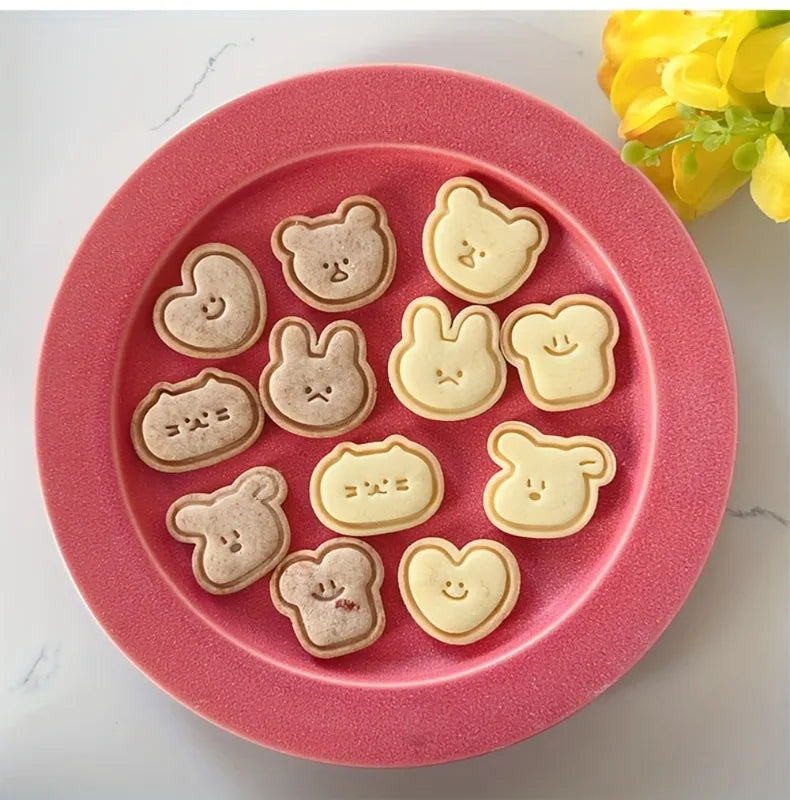 Mini Cartoon Animal Cookie Mold Set for Baking & Fondant - 6 Pcs