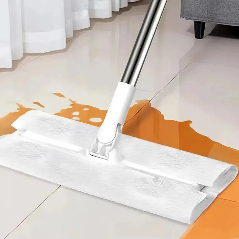 Disposable Flat Mop Cloths for Wet & Dry Floor Cleaning - 360° Rotating, Household Dust Removal
