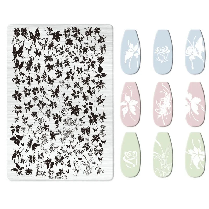 Halloween Nail Stamping Plates Skull Bat Design for Manicure Nail Art Stencil