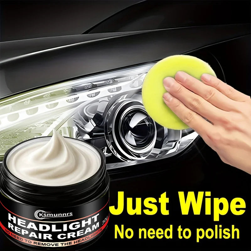 Car Headlight Restoration Wax - Polishing Agent for Yellowing and Cloudiness - 30G