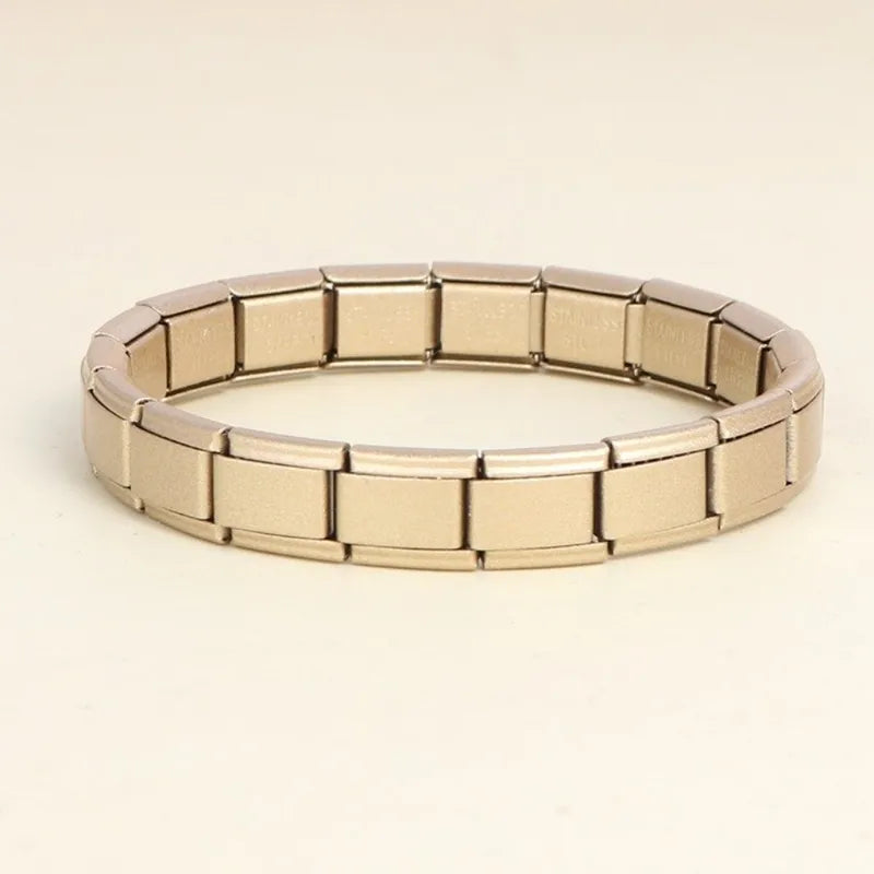 Stretchable Italian Chain Link Bracelet 9mm Modular Stainless Steel Jewelry