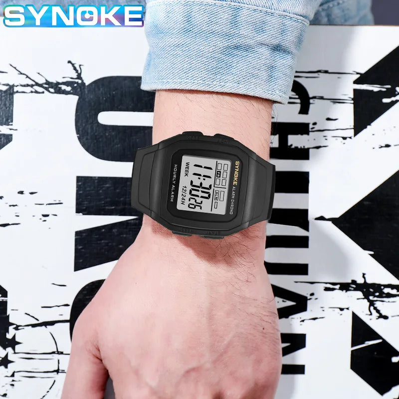 Digital Sports Watch Waterproof Luminous Retro Square Outdoor Watch for Men