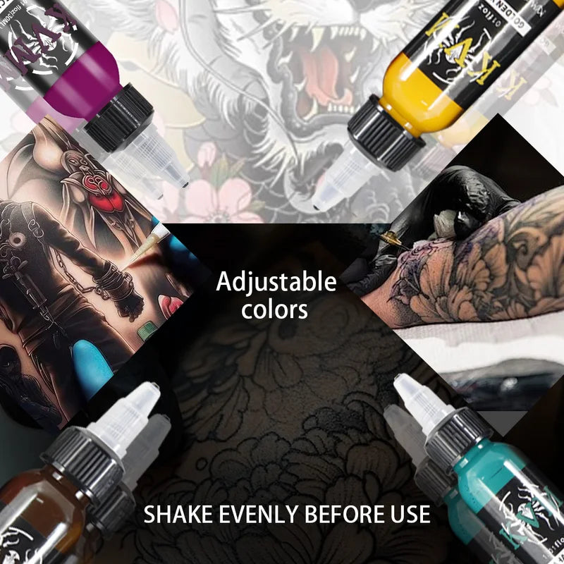 Professional 30ml/1oz Multi-Color Tattoo Ink Set for Body Art & Permanent Makeup