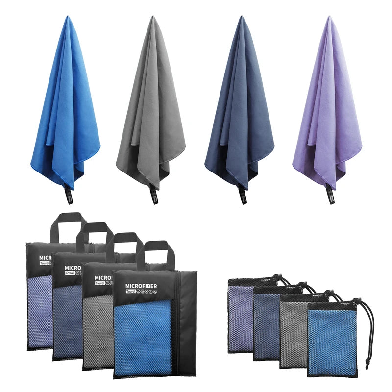 Quick Dry Microfiber Towel with Mesh Bag for Camping Gym Yoga Backpacking Hiking
