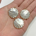 2-Piece Natural Mother-of-Pearl Shell Heart & Fan Pendant Jewelry Set - Handmade