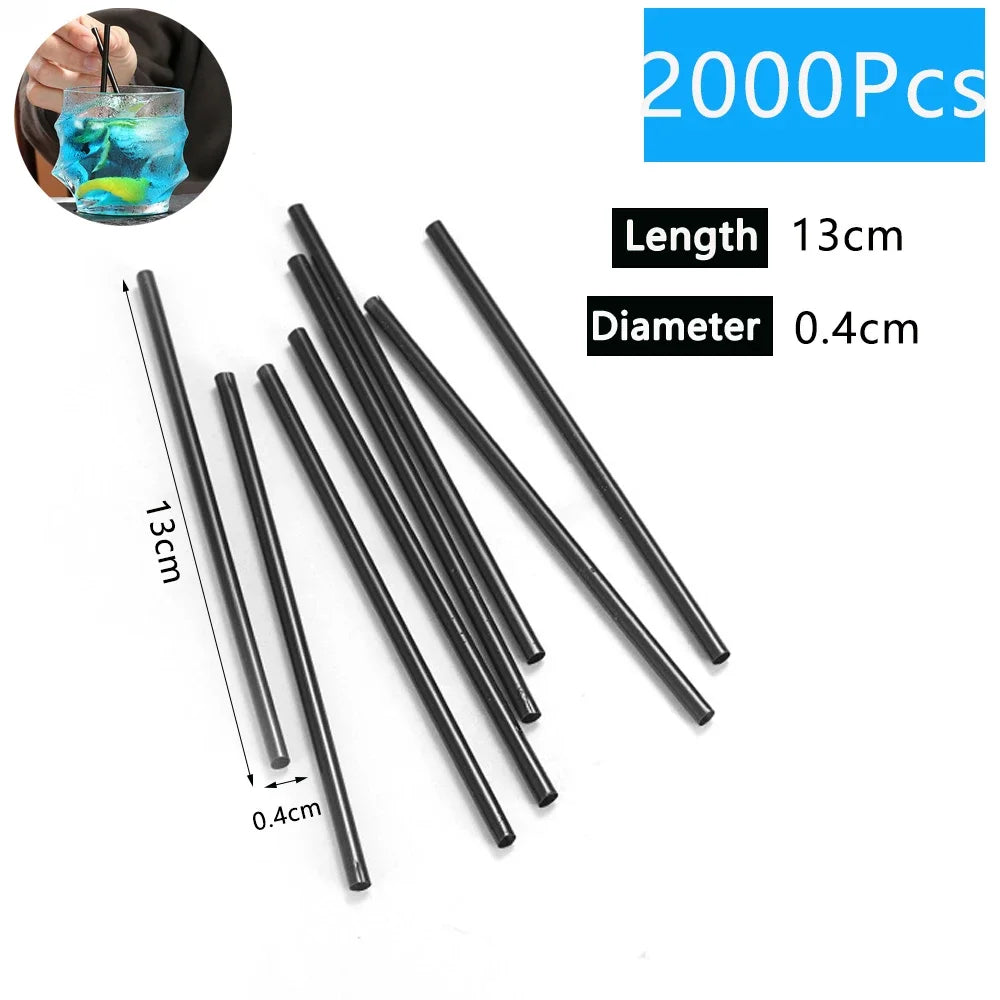 Black Drinking Straws Pack 100-6000PCS for Coffee Juice Cocktail Party Wholesale