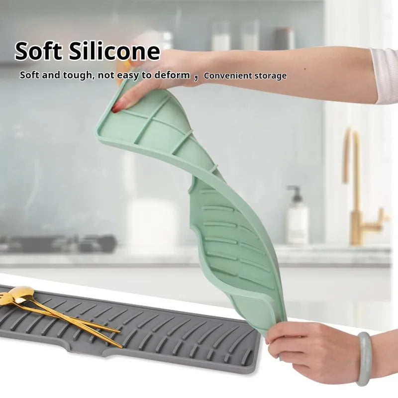 Kitchen Sink Drain Mat Silicone Drying Pad Anti-Slip Drainage Protector