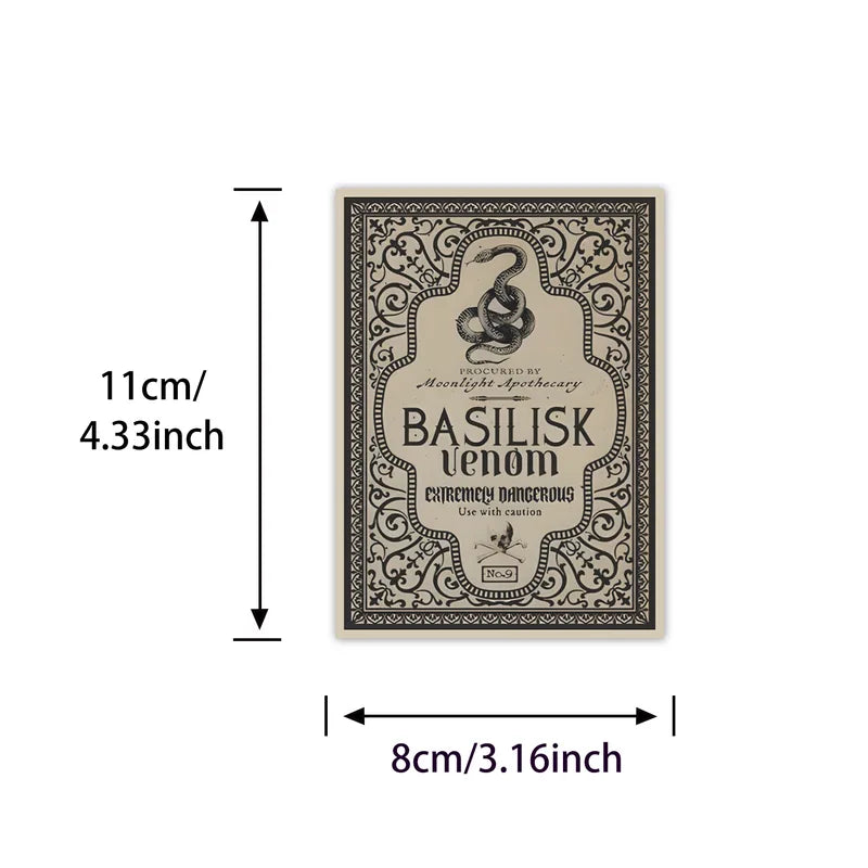 12-Pack Vintage Halloween Potion Bottle Labels Gothic Style Wine & Jar Stickers