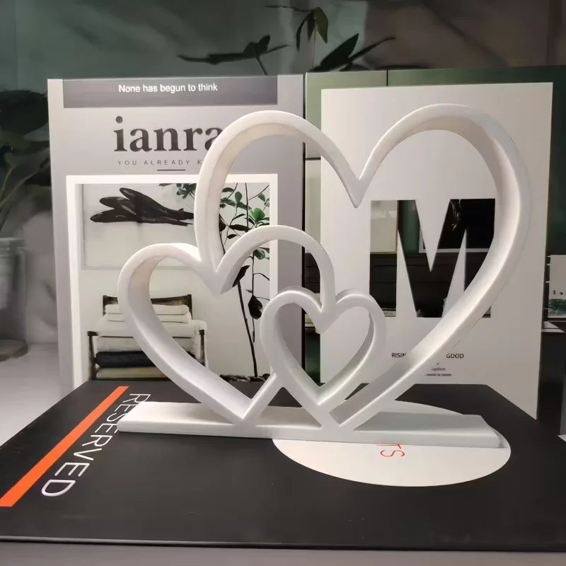 Heart-to-Heart Love Figurine - Black & White Desk & Shelf Decor, Valentine’s Gift